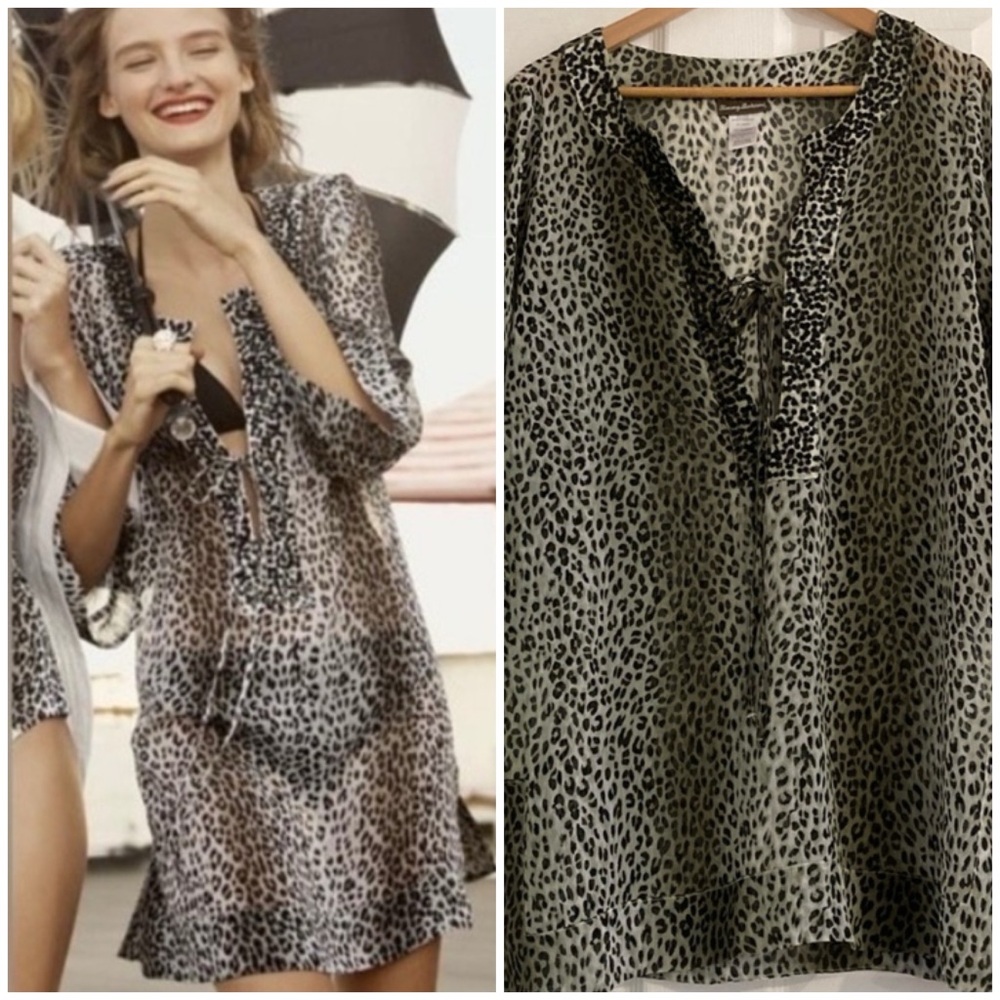 Tommy Bahama Sheer Embellished Animal Print Swim‎ Coverup Tunic Small